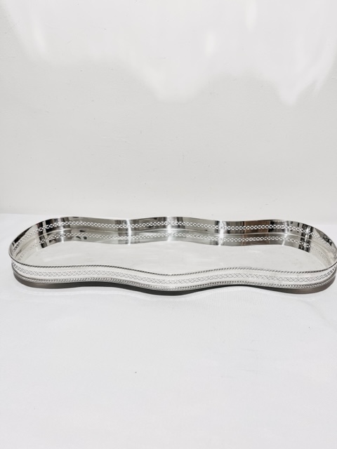 Antique Silver Plated Long Narrow Shaped Gallery Tray