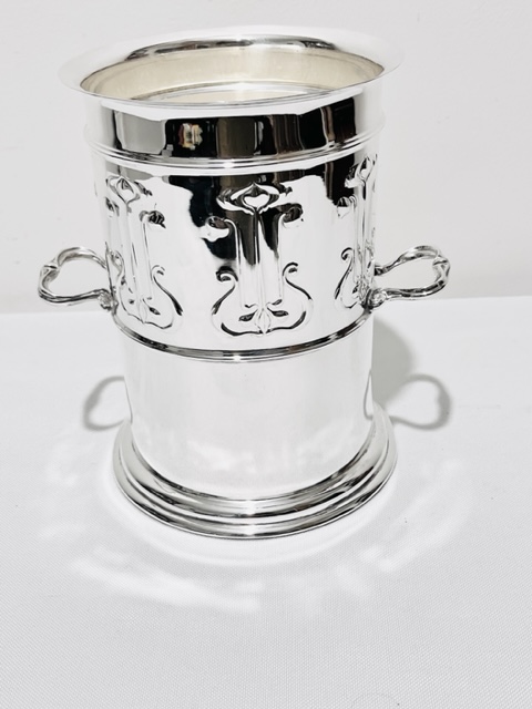 Antique Silver Wine Bottle Stand with Two decorative Side Handles (c.1890)