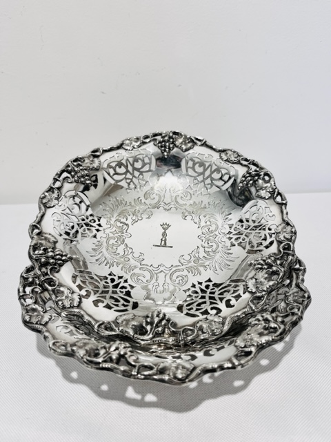 Handsome Pair of Circular Antique Silver Plated Coasters