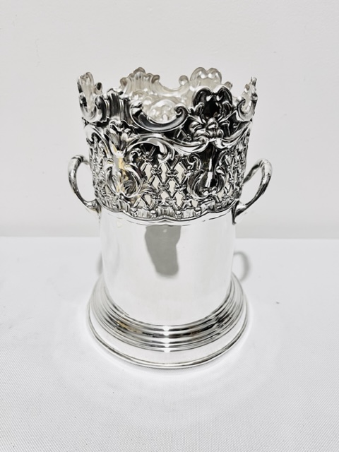 Antique Silver Plated Wine Bottle Stand with Elaborately Decorated Top