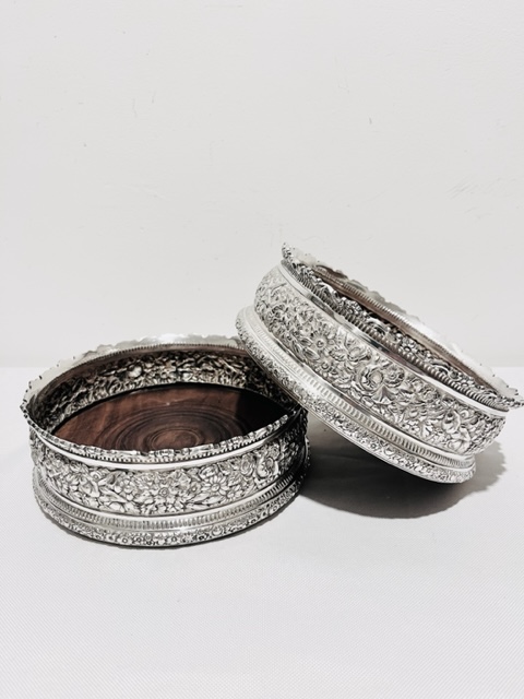 Pair of Antique Silver Plated Coasters by Tiffany & Co