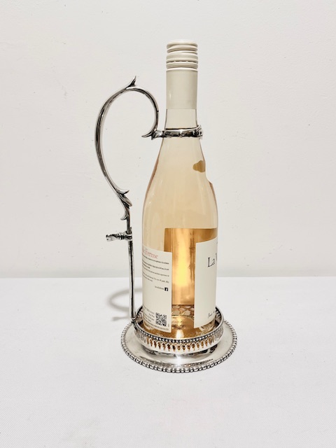 Antique Silver Plated Wine Bottle Holder with Flared Base