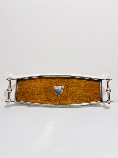Unusual Late Victorian Antique Silver Plated and Wood Tray (c.1900)