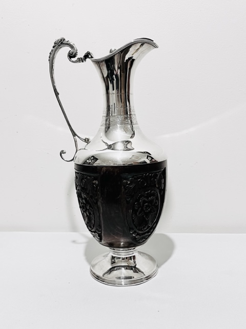 Unusual Oak and Silver Plated Claret Jug (c.1880)