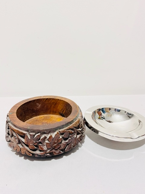Oak & Silver Plated Antique Ash Tray