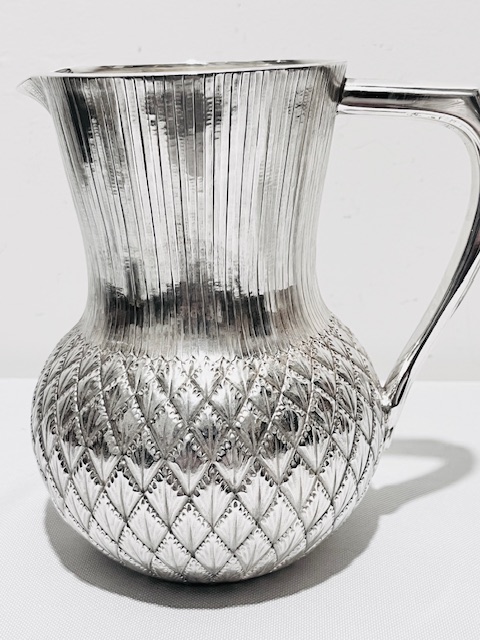 Scottish Thistle Form Antique Silver Plated Water Jug and Beaker
