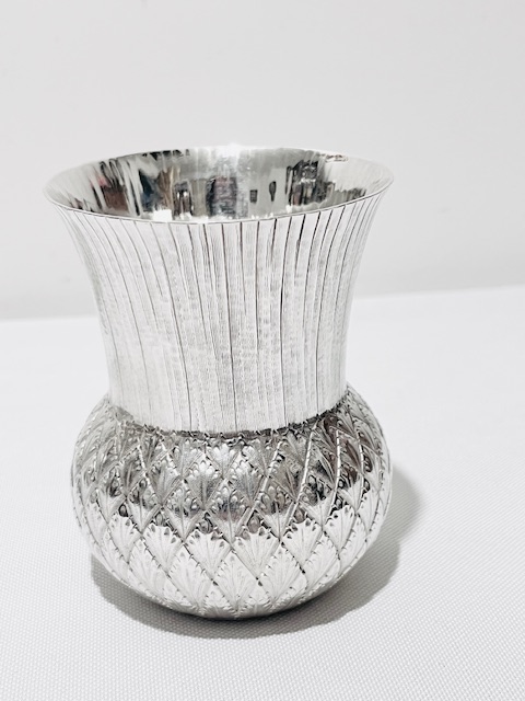 Scottish Thistle Form Antique Silver Plated Water Jug and Beaker