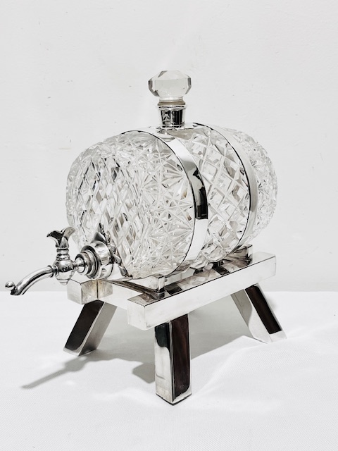 Handsome Antique Silver Plated and Cut Glass Brandy Barrel (c.1890)