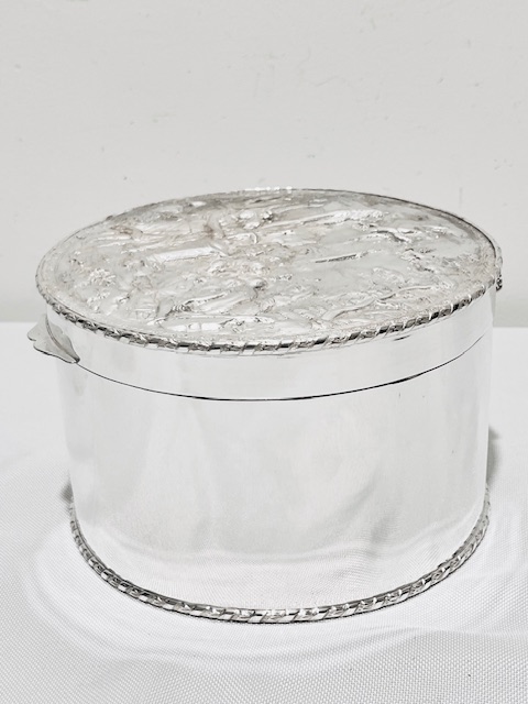 Antique Round Silver Plated Biscuit Box