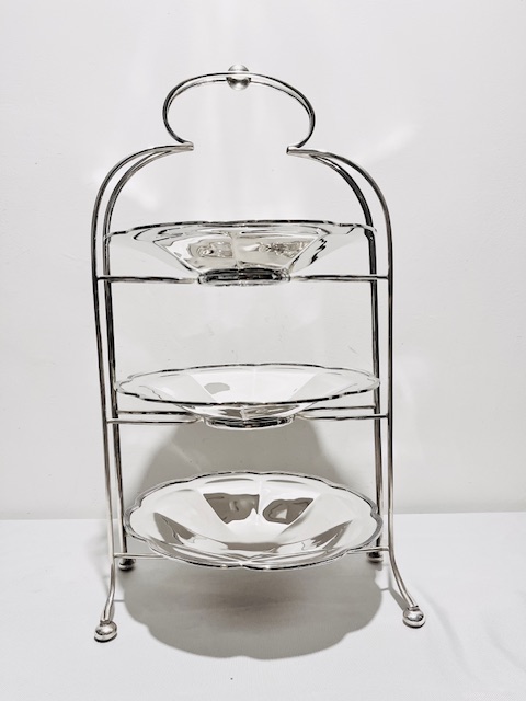 Large Mappin & Webb Antique Silver Plated Three Tier Cake Stand (c.1900)