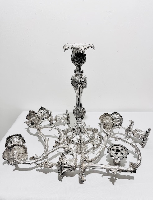 Exceptional Suite of Antique Cast Silver Plated Candelabra