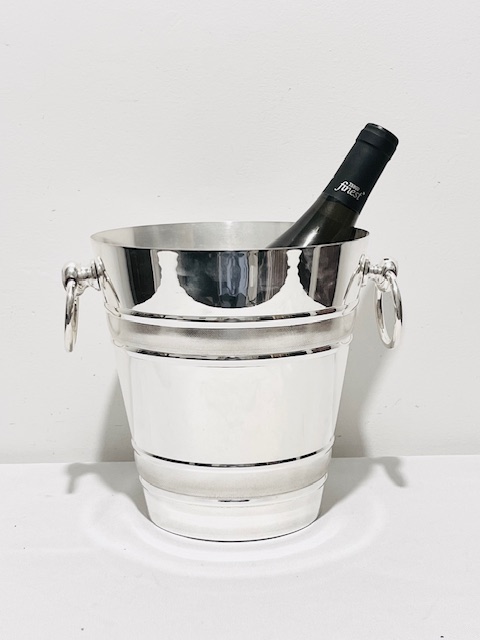 Vintage Silver Plated Champagne Bucket with Large Button Handles