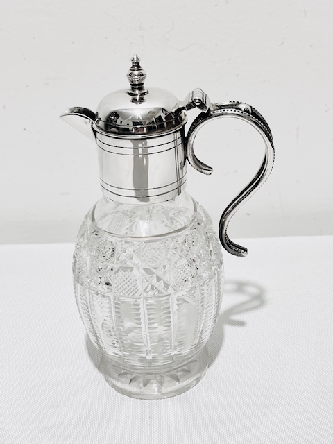 Smart Antique Silver Plate Mounted and Cut Glass Syrup Jug (c.1900)