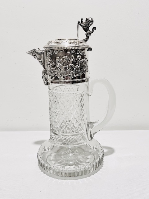 Handsome Antique Silver Plated and Cut Glass Claret Jug (c.1900)