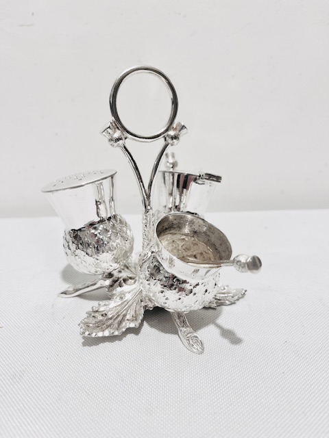 Novelty Thistle Antique Silver Plated Cruet