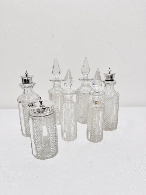 Antique Silver Plated and 7 Bottle Glass Cruet
