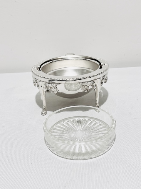 Vintage Silver Plated Butter or Caviar Dish with Rollover Dome Lid
