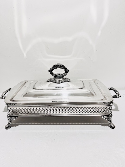 Large Vintage Rectangular Silver Plated Serving Dish
