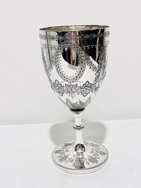 Antique Silver Plated Wine Goblet with Little Wear