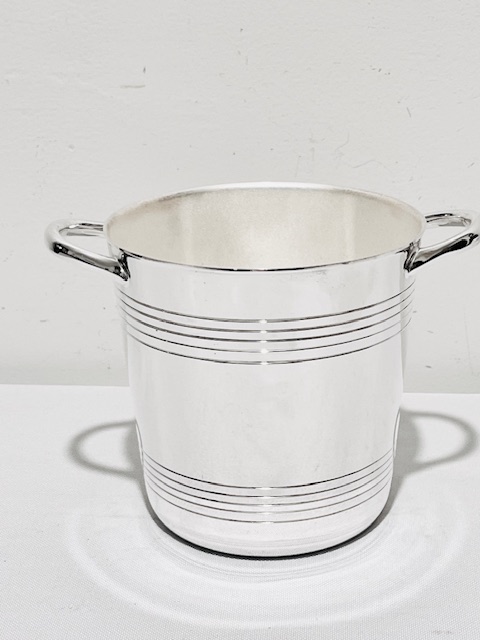 Vintage Silver Plated Ice Pail or Bucket with Two Plain Loop Handles