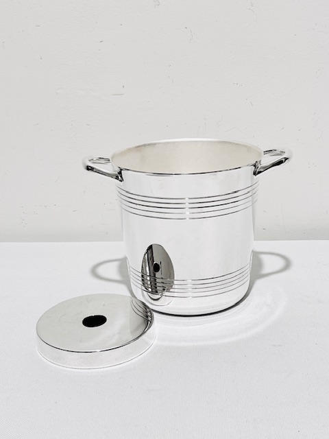 Vintage Silver Plated Ice Pail or Bucket with Two Plain Loop Handles