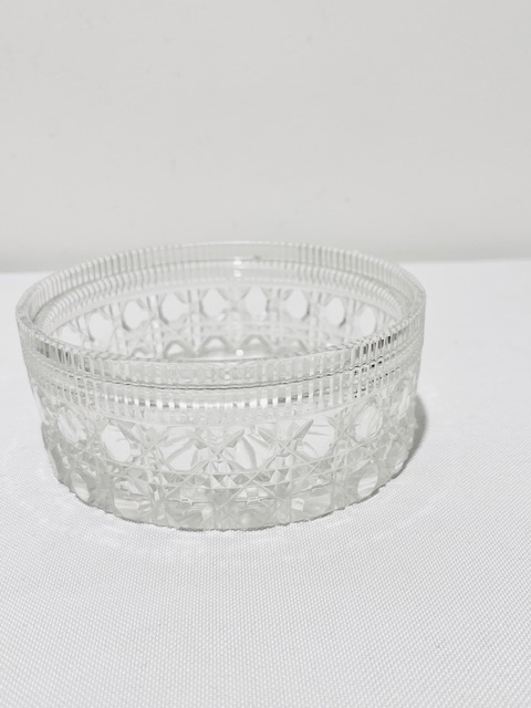 Antique Silver Plated and Hobnail Cut Glass Jam or Preserve Dish