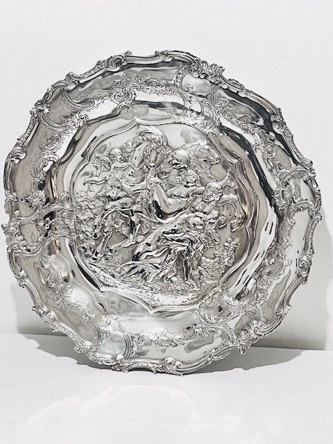 Large Roand Antique Silver Plated Plaque (c.1880)