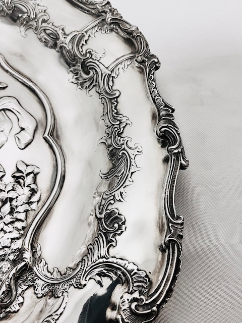 Large Roand Antique Silver Plated Plaque