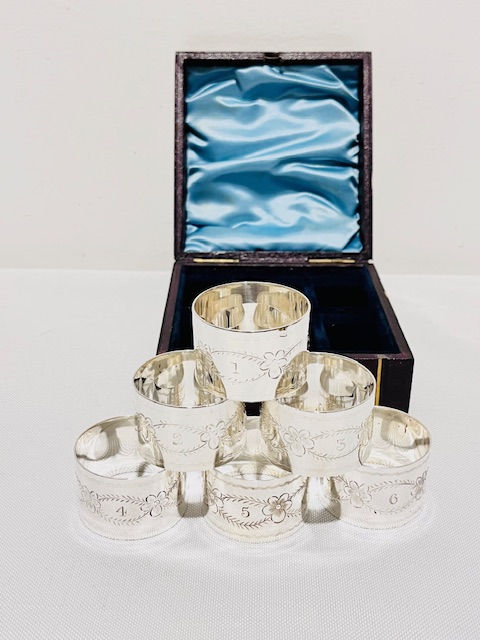 Boxed Set of Six Silver Plated Numbered Napkin Rings