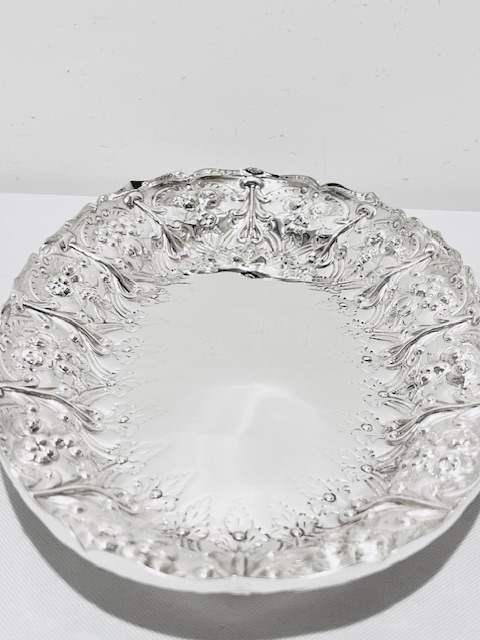 Handsome Antique Silver Plated Oval Berry Dish