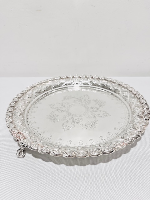 Smart Antique Silver Plated Salver with Vacant Cartouche