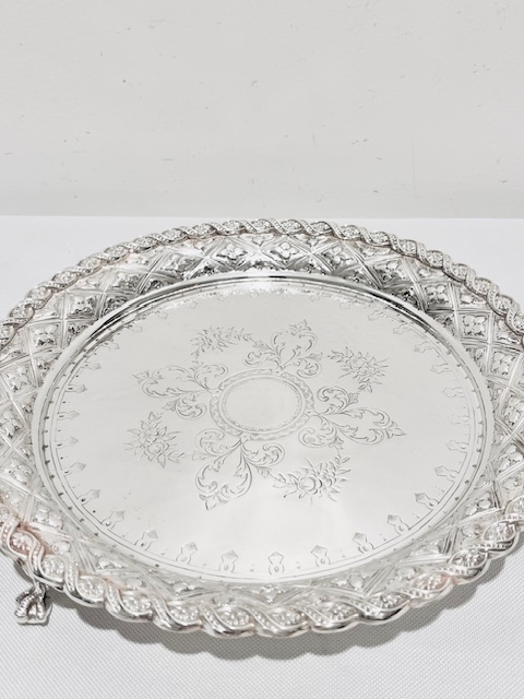Smart Antique Silver Plated Salver with Vacant Cartouche