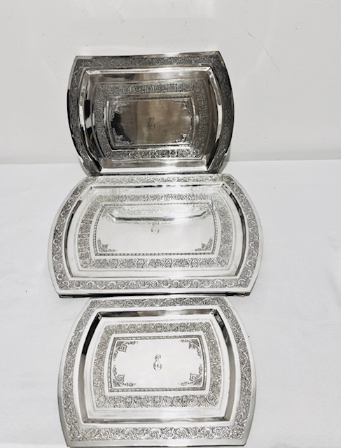 Set of Three Graduating Antique Silver Plated Salvers