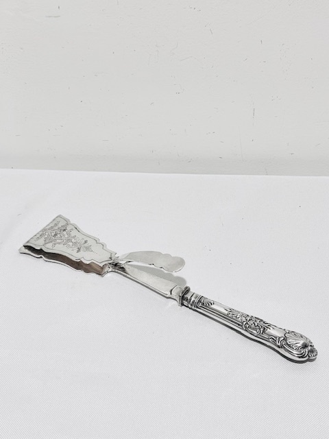 Pair of Antique Silver Plated Kings Pattern Asparagus Tongs (c.1880)