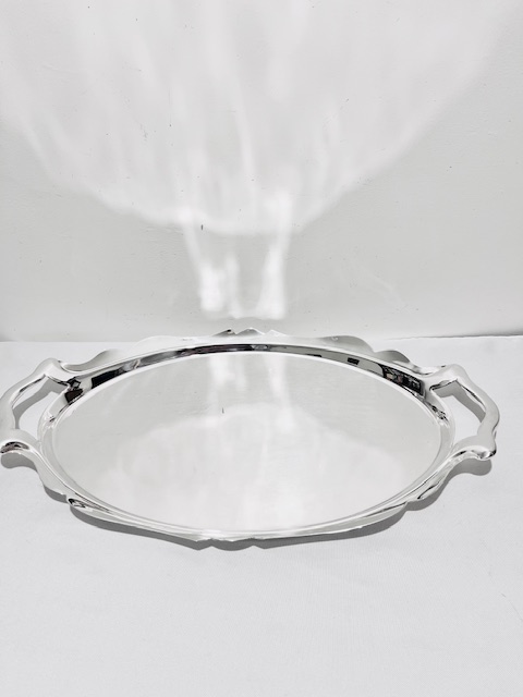 Handsome Antique Silver Plated Tray with Plain Raised Wavy Edge