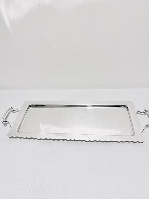 Antique Silver Plated Rectangular Tray with Wavy Edges (c.1910)