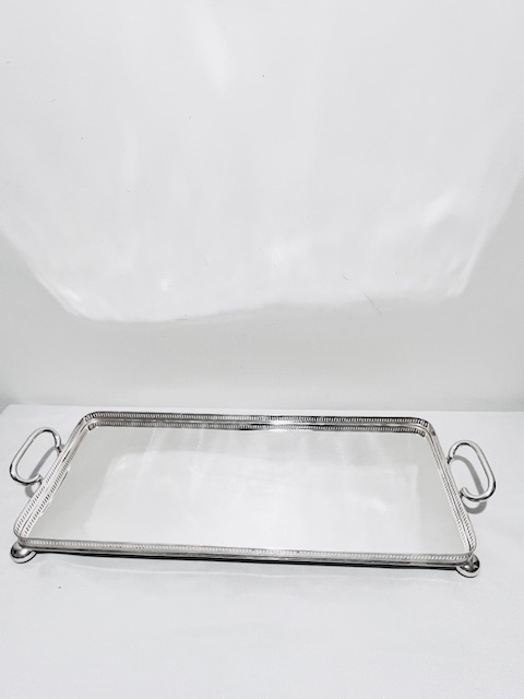 Long Rectangular Antique Silver Plated Bar or Sandwich Tray