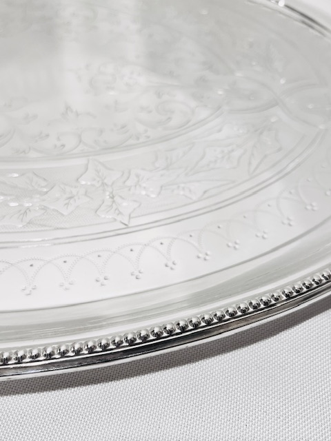 Antique Oval Silver Plated Tray with Two Looped Handles