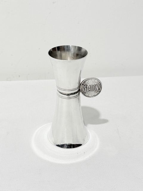 Humorous Novelty Vintage Silver Plated Double Jigger
