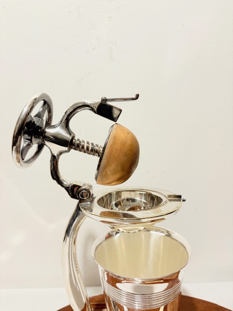 Antique Silver Plated and Oak Juicer or Lemon Squeezer Antique Silver Plated and Oak Juicer or Lemon Squeezer