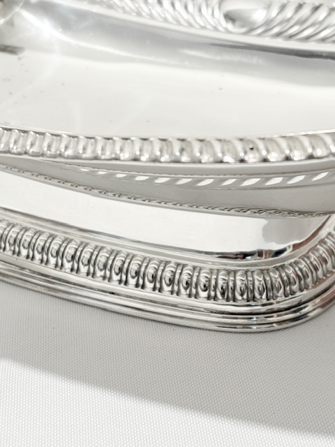 Large Rectangular Antique Silver Plated Swing Handle Basket