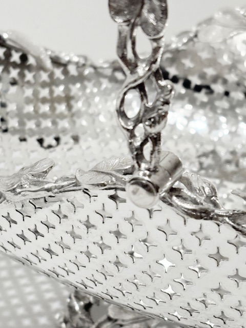 Antique Silver Plated Oval Basket Pierced Throughout Antique Silver Plated Oval Basket Pierced Throughout