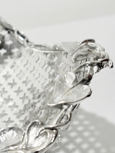 Antique Silver Plated Oval Basket Pierced Throughout Antique Silver Plated Oval Basket Pierced Throughout