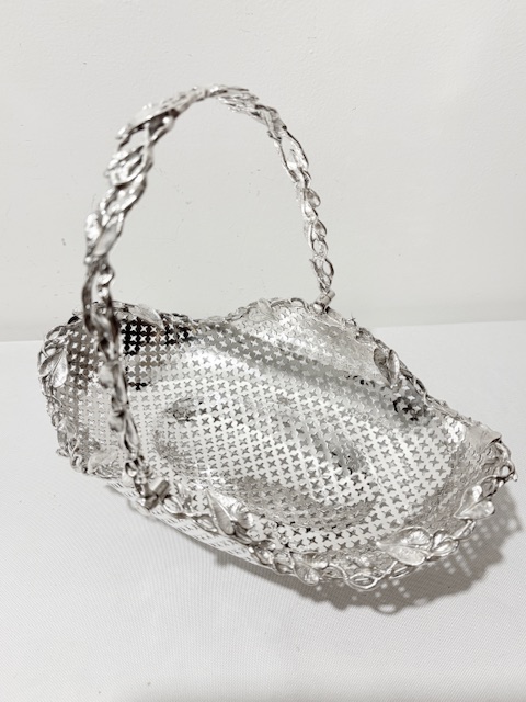 Antique Silver Plated Oval Basket Pierced Throughout Antique Silver Plated Oval Basket Pierced Throughout