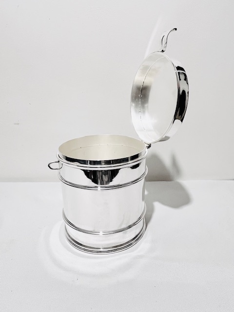 Antique Silver Plated Biscuit Box Modelled as a Lunch Box or Canister Antique Silver Plated Biscuit Box Modelled as a Lunch Box or Canister