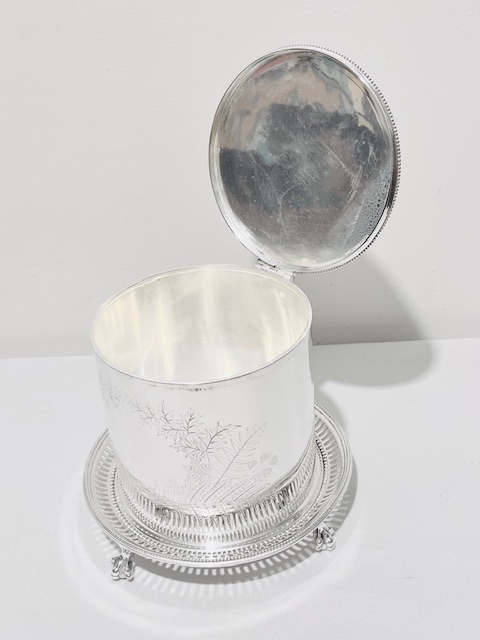 Antique Silver Plated Biscuit Box by Elkington & Company Antique Silver Plated Biscuit Box by Elkington & Company