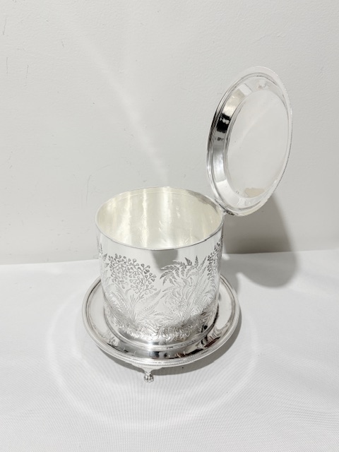 Antique Round James Dixon & Sons Silver Plated Biscuit Box Antique Round James Dixon & Sons Silver Plated Biscuit Box