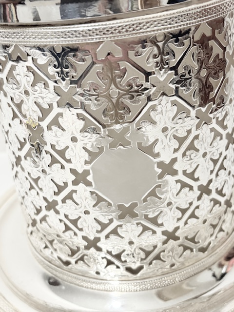 Antique Silver Plated Biscuit Box on a Circular Tray Antique Silver Plated Biscuit Box on a Circular Tray