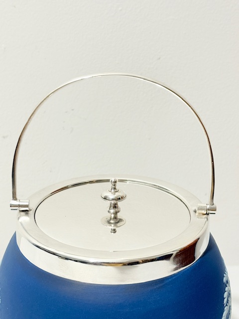 Antique Wedgewood Silver Plated and Jasper Ware Biscuit Box Antique Wedgewood Silver Plated and Jasper Ware Biscuit Box