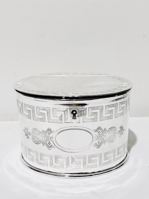 Antique Oval Two Compartment Silver Plated Tea Caddy